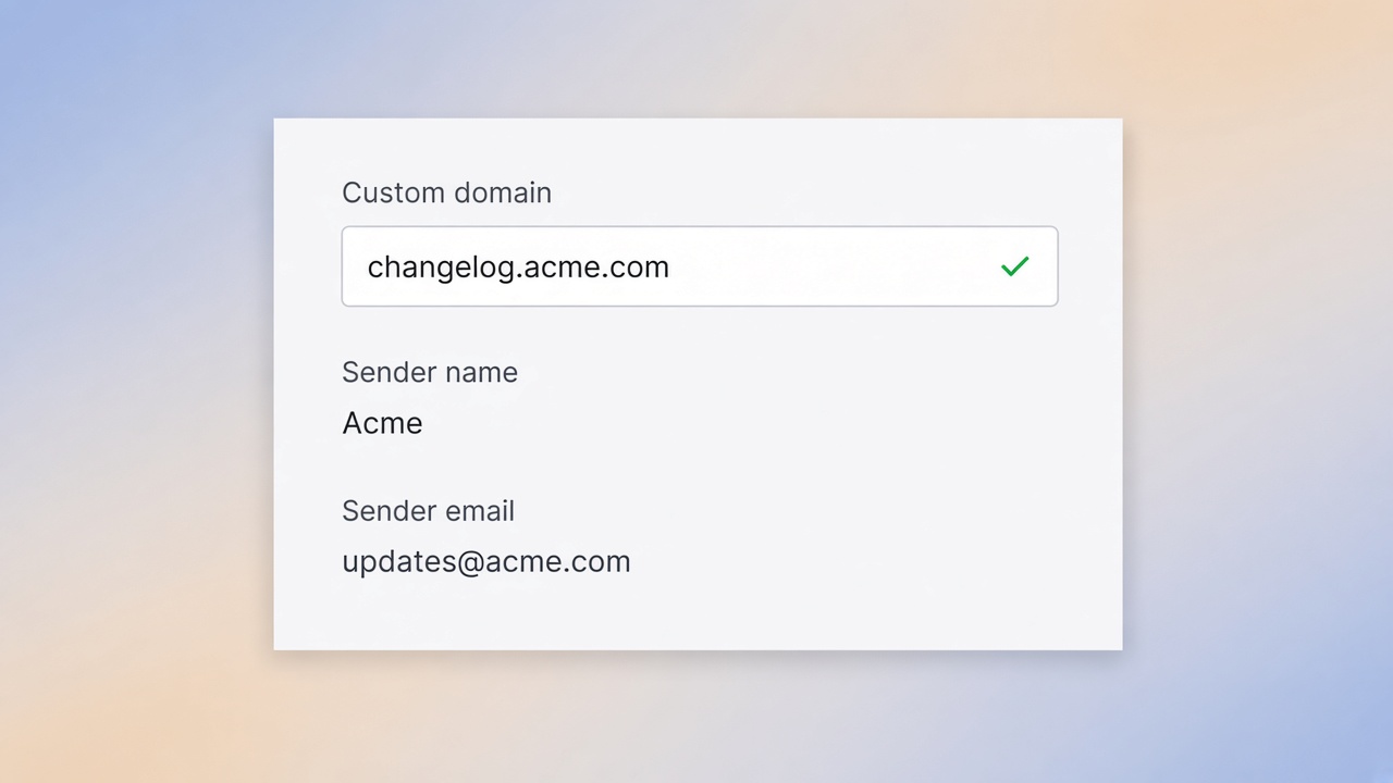 Custom domain, sender name, and sender email settings